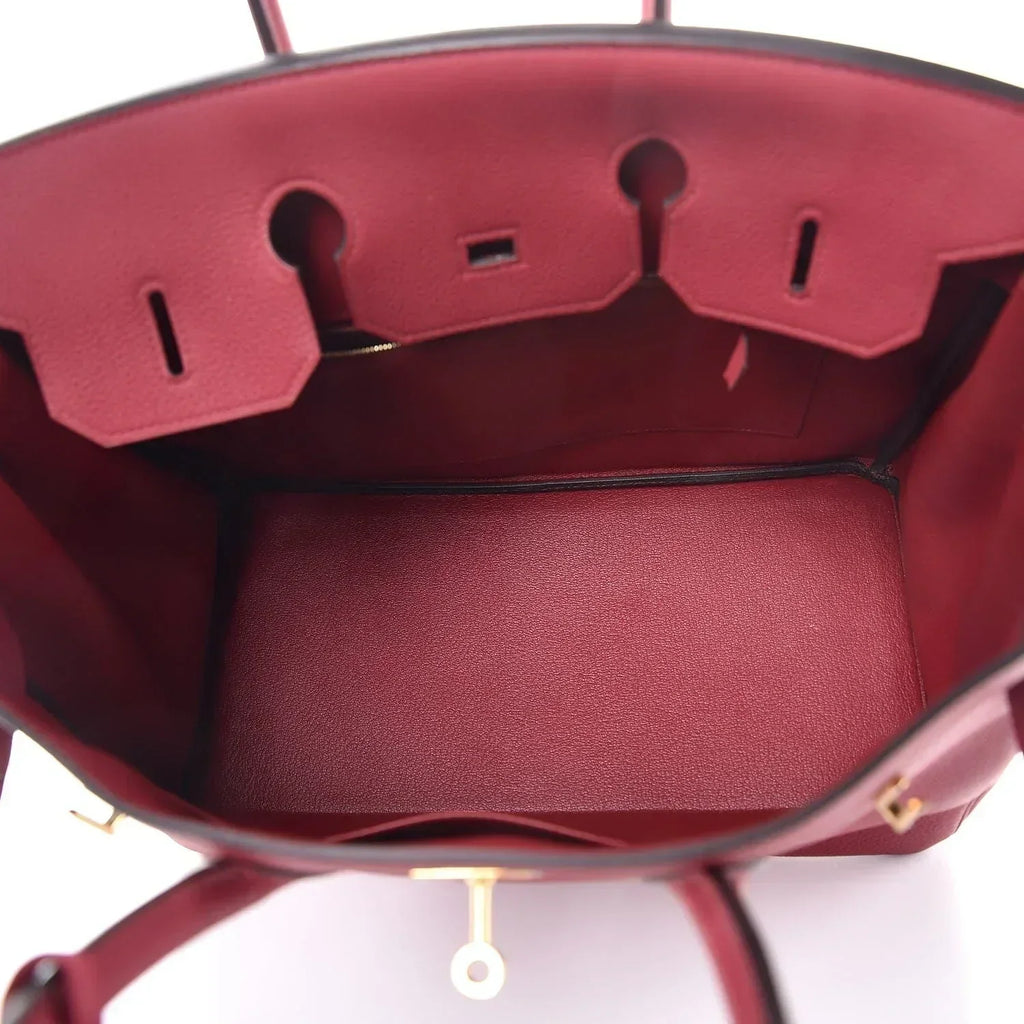Birkin 25cm Rouge H Bordeaux Red Gold Hardware Bag Y Stamp