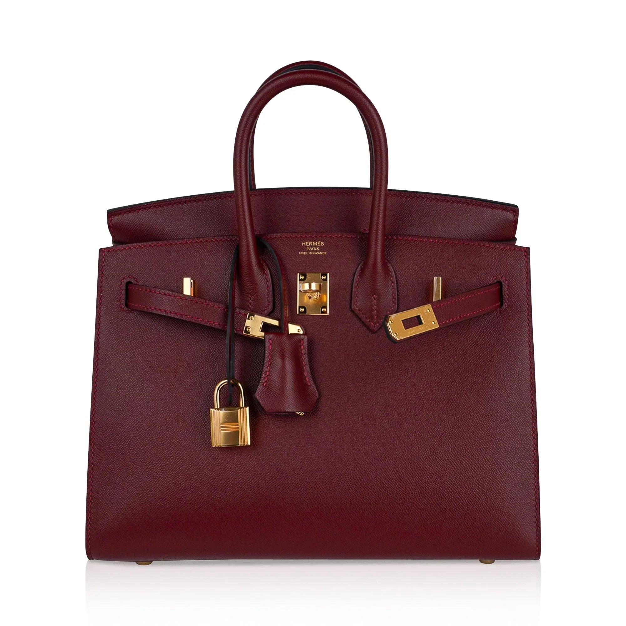 Birkin 25 Bag Sellier Rouge H Gold Hardware Veau Madame Leather