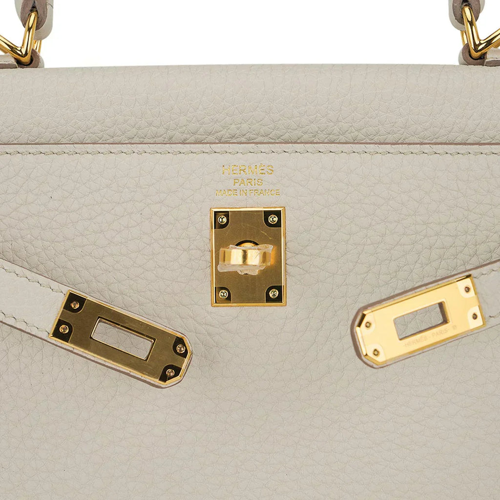 Kelly 25 Retourne Bag Beton Togo Leather with Gold Hardware