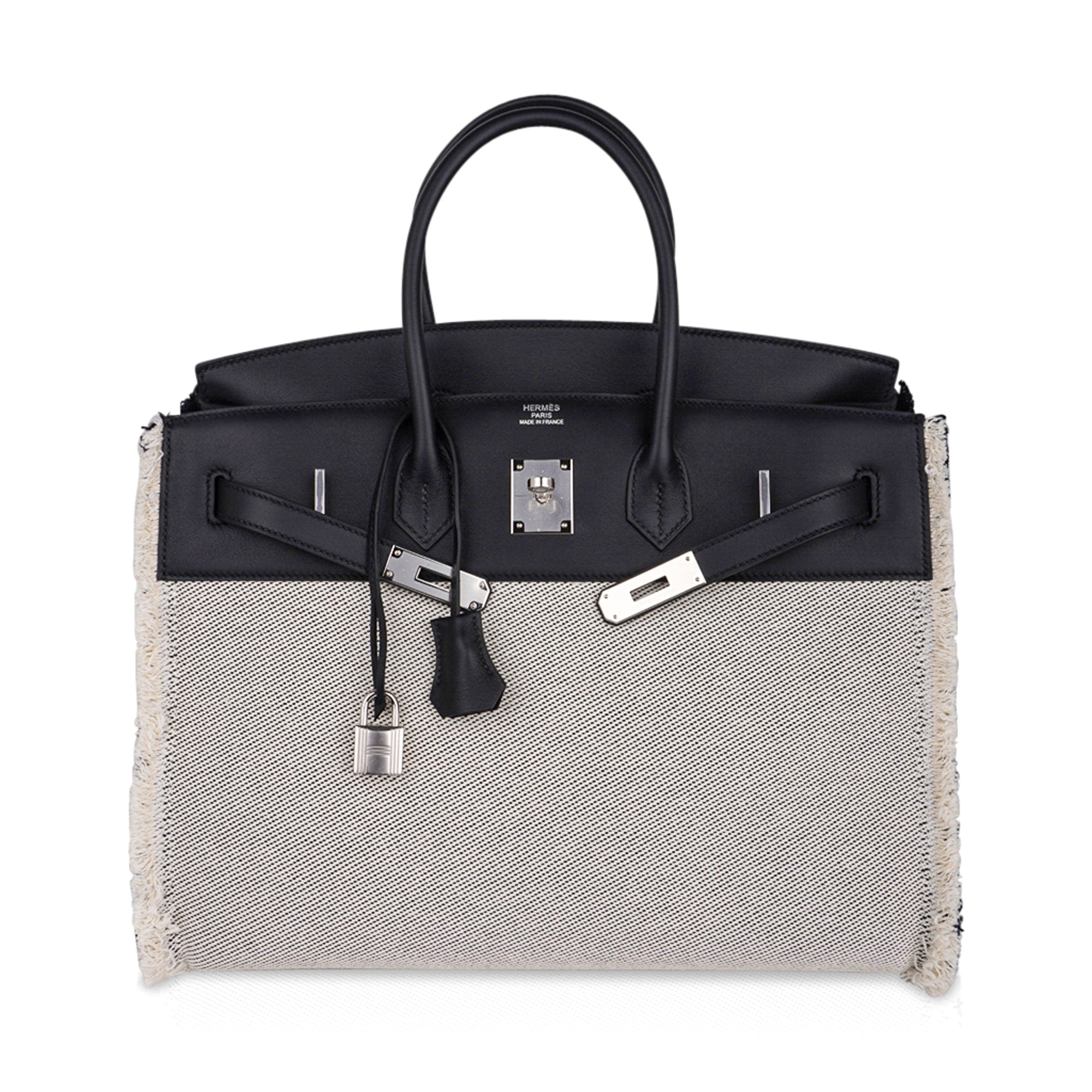 Birkin Fray Fray 35 Bag Black Swift Leather / Toile Limited Edition