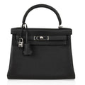 Kelly 28 Bag Black Retourne Togo Palladium Hardware