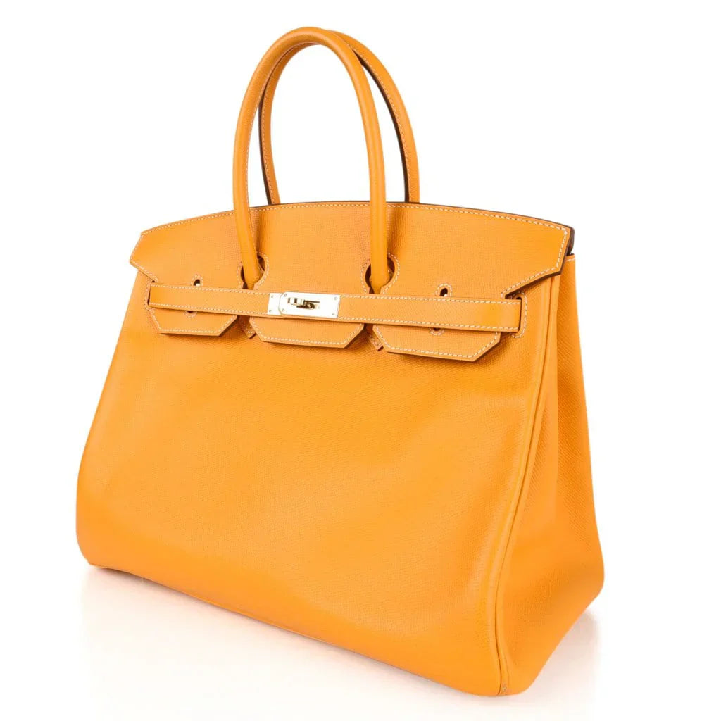 Birkin 35 Bag Yellow Jaune D’Or Candy Limited Edition Epsom Permabrass