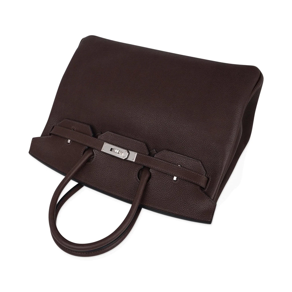 Birkin 35 Bag Ebene Barenia Faubourg Leather with Palladium Hardware