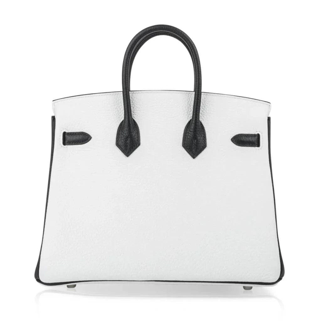 Birkin HSS 25 Bag White w/ Black Brushed Palladium Hardware