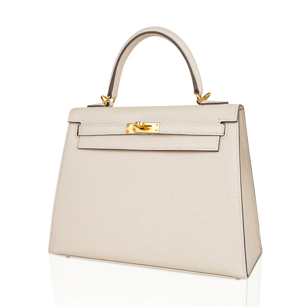 Kelly 25 Sellier Bag Craie Epsom Leather with Gold Hardware