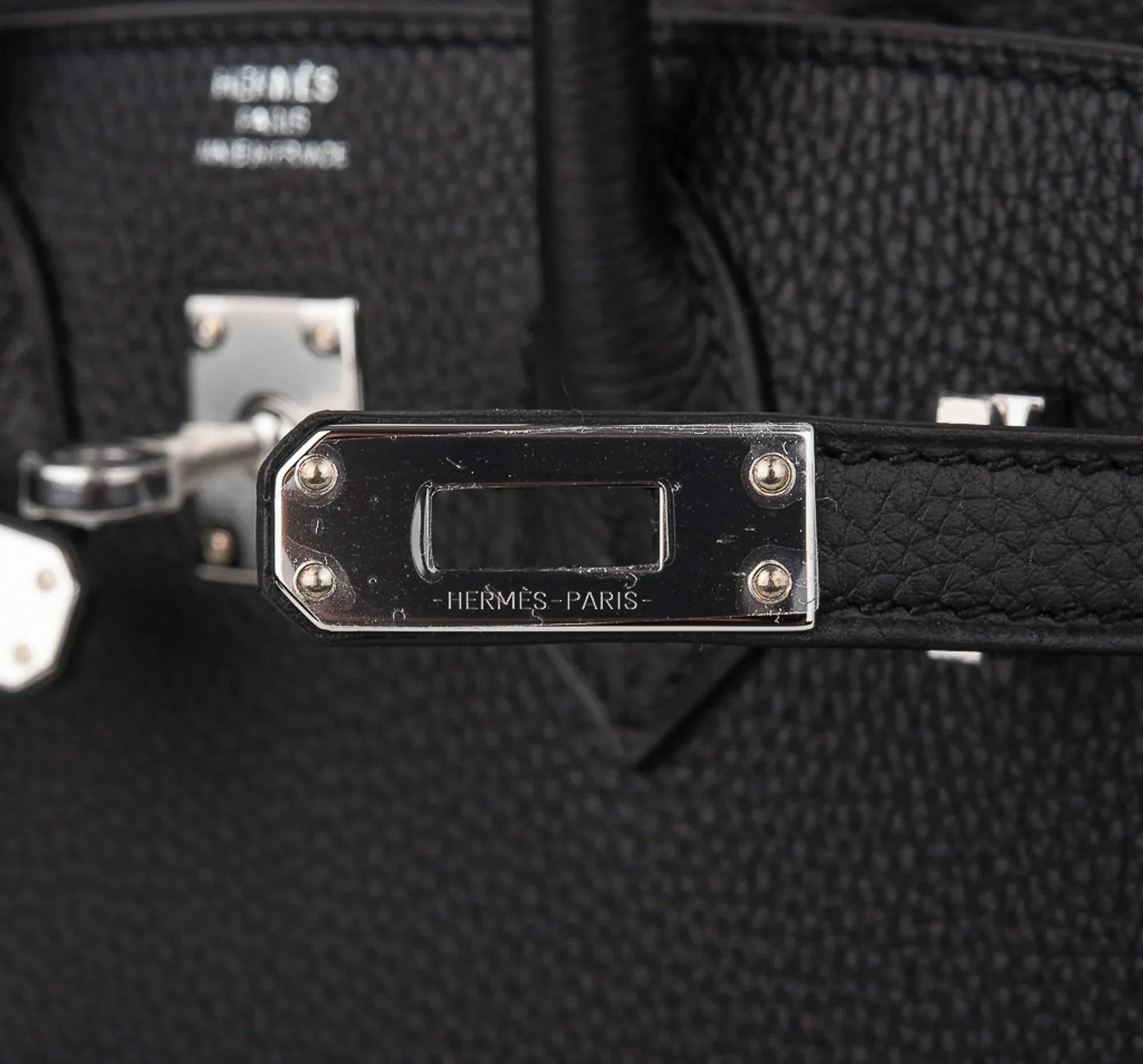 Birkin 25 Bag Black Palladium Hardware Togo Leather