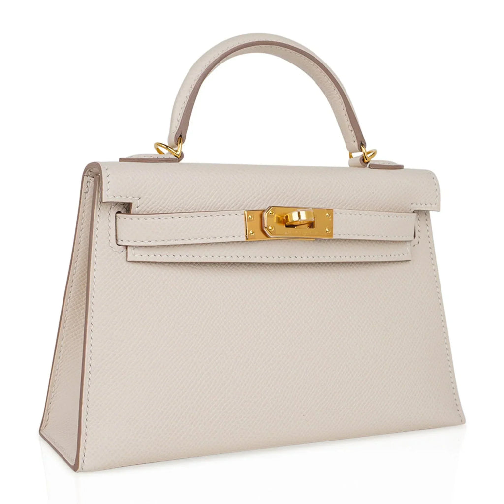 Kelly 20 Mini Sellier Bag Craie Epsom Leather Gold Hardware New w/Box