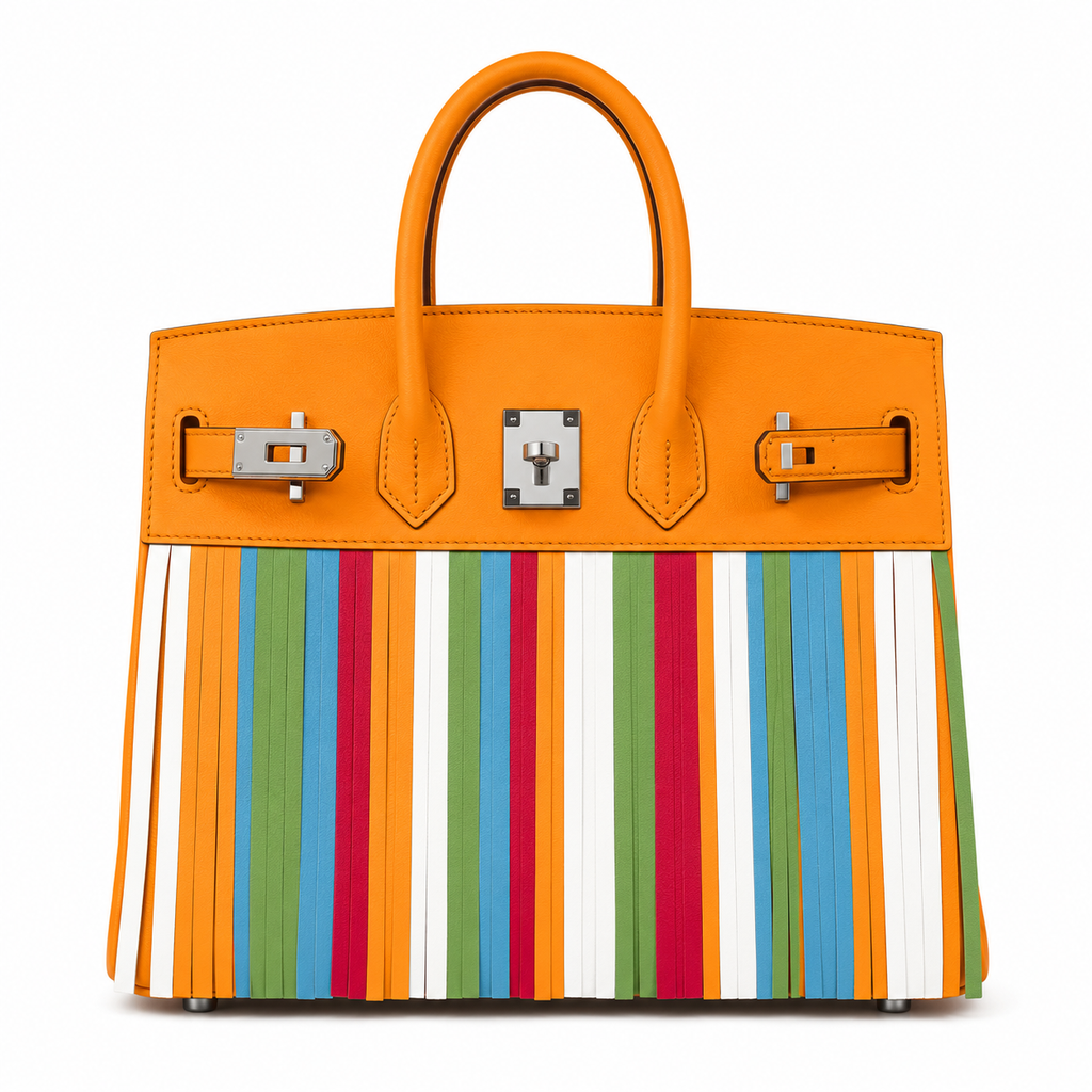 Birkin 30cm HSS Edition in Amber Yellow with Rainbow Swift Fringe