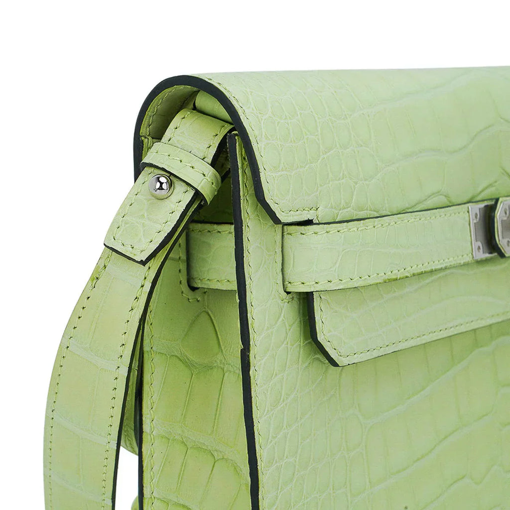 Kelly Depeches 25 Pouch Jaune Bourgeon Matte Alligator Palladium Hardware