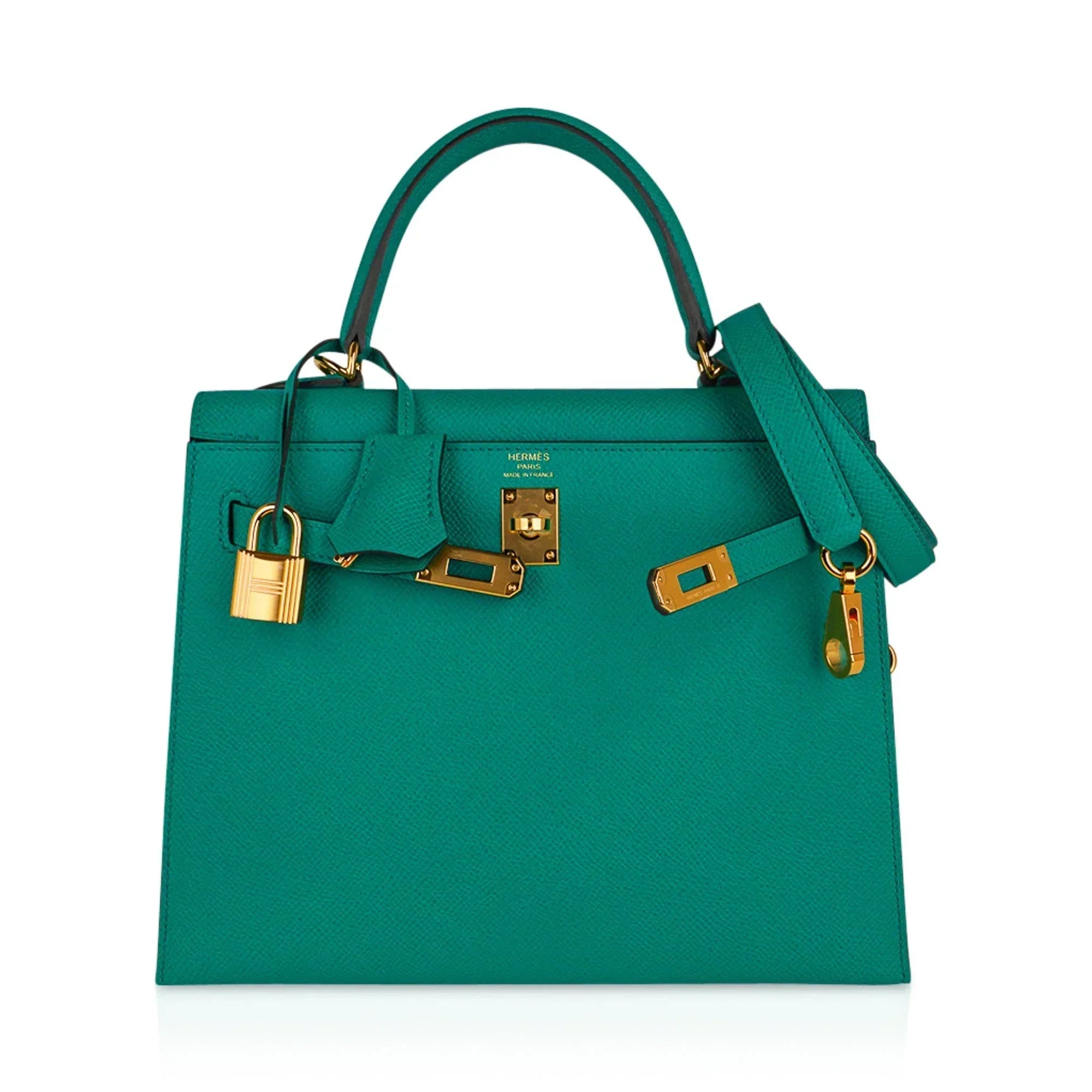 Kelly 25 Sellier Bag Jade Epsom Leather with Gold Hardware