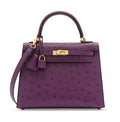 Kelly II Mini Purple-Red Ostrich Leather with Gold Hardware