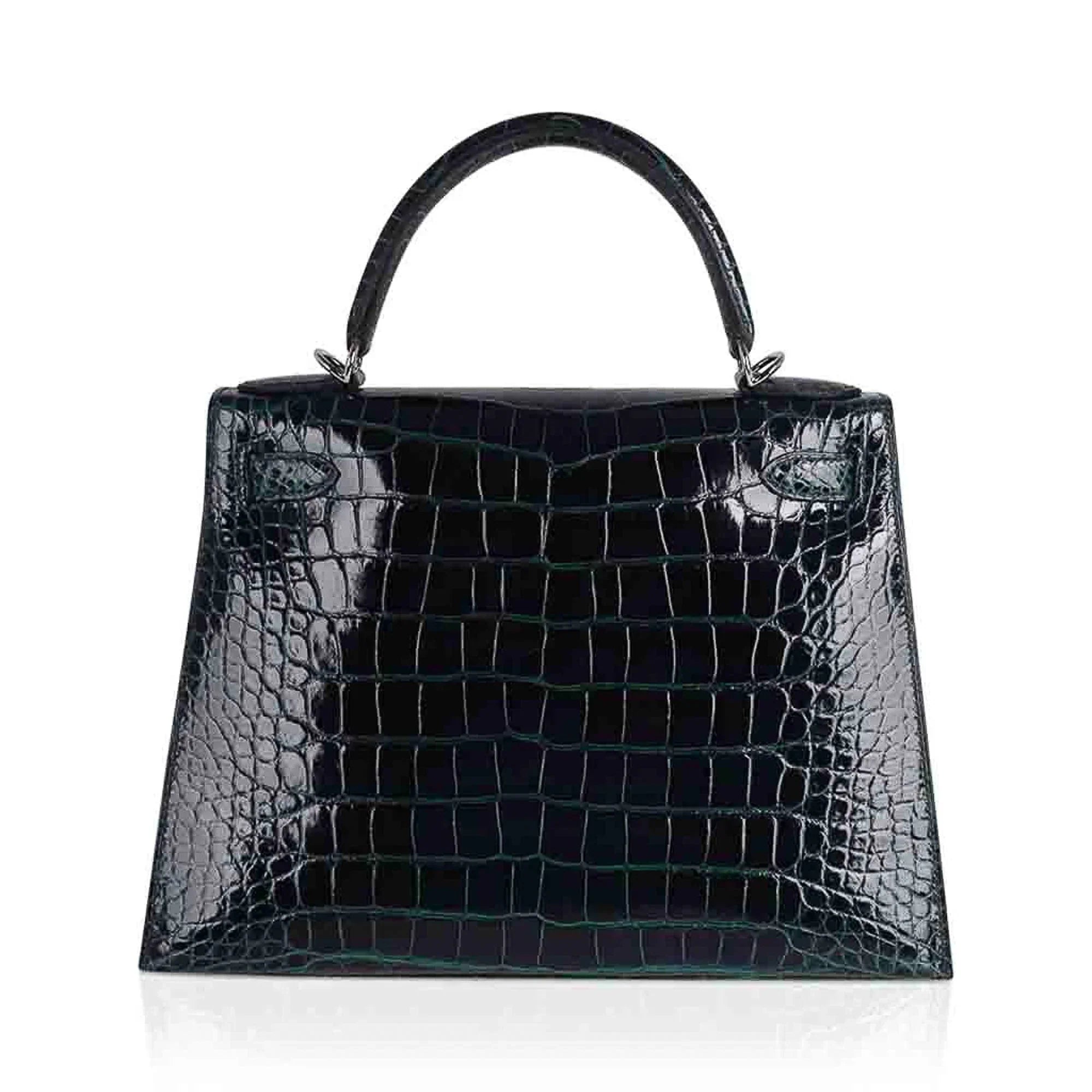Kelly 28 Sellier Verso Vert Cypress / Vert Jade Bag Alligator Palladium Hardware