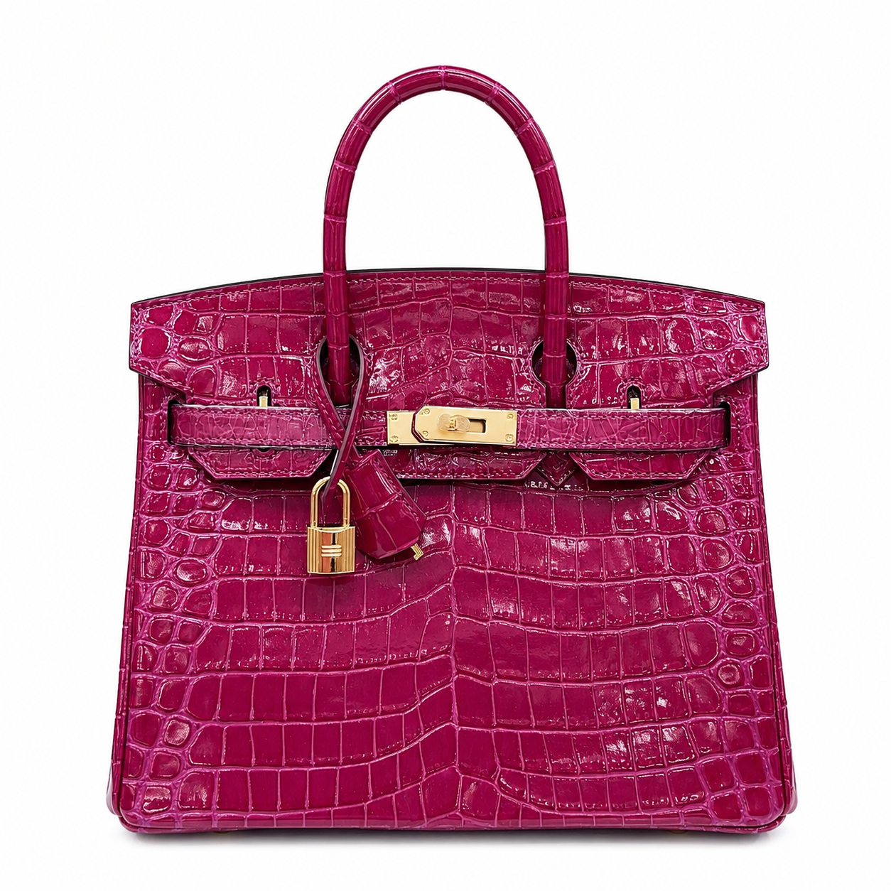 Birkin Style 25/30/35 Retourne in Rubis Crocodile-Embossed Leather (Gold Hardware)