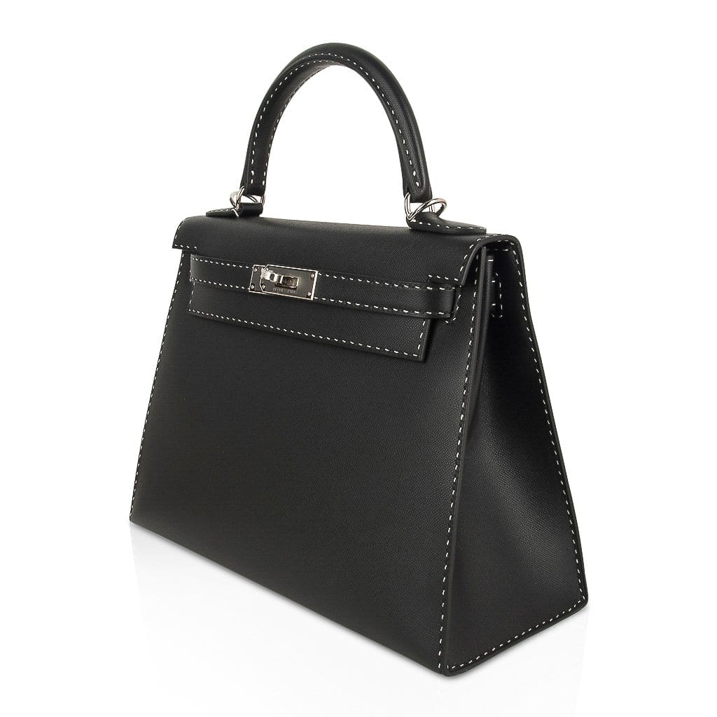 Kelly 28 Bag Black Un Point Sur Deux Veau Graine Monsieur Limited Edition