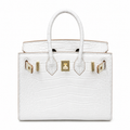 Mini Birkin 20cm Outer Stitching Tote Bag in Pure White Crocodile Pattern