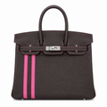 Mini Birkin 25cm Officier Edition in Chocolate Brown Togo & Pink Swift Calfskin