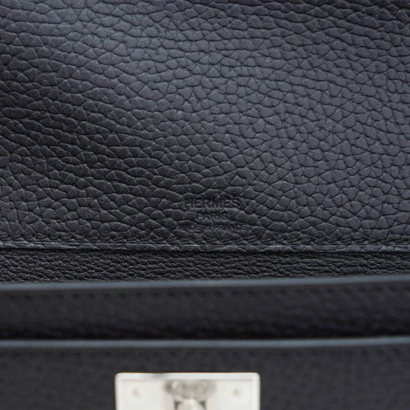 Kelly Depeches 25 Pouch Bag Blue Ocean Togo Leather with Palladium Hardware