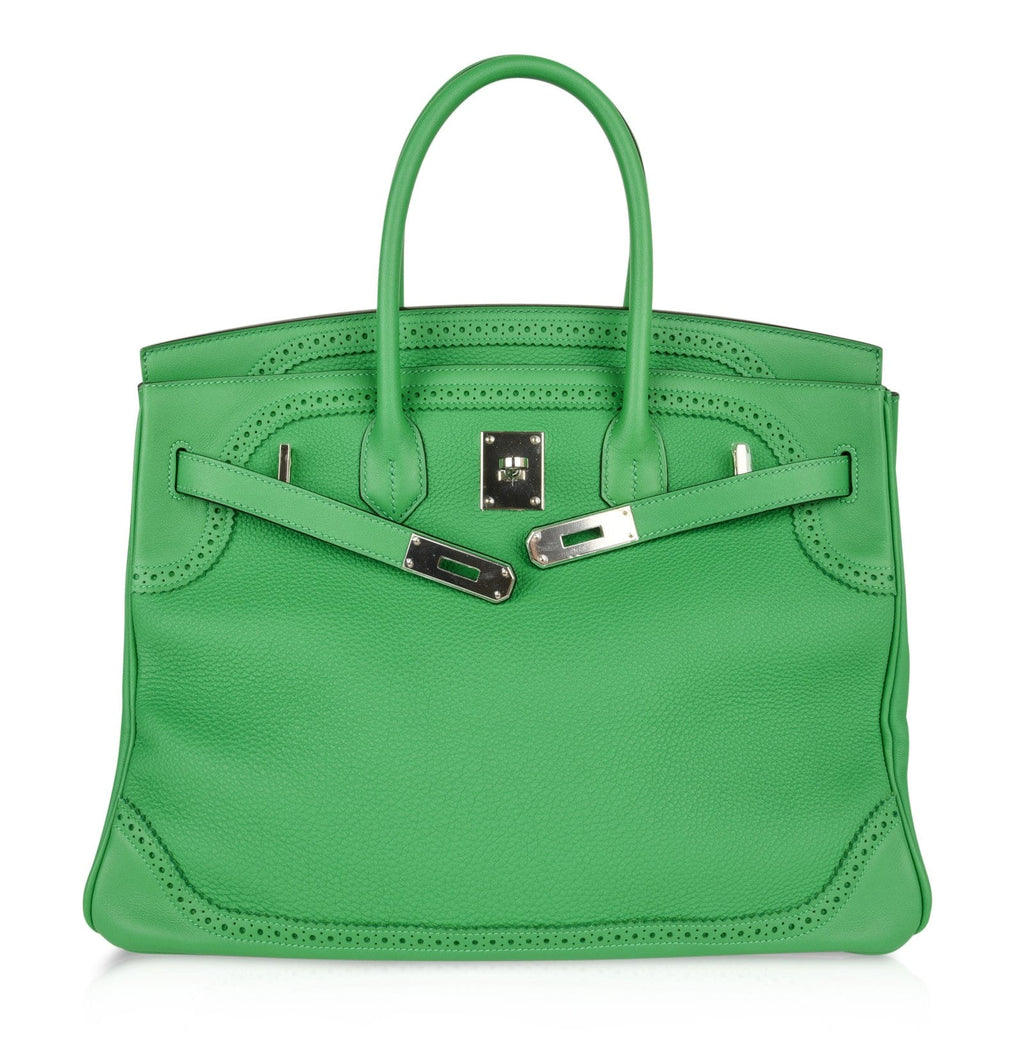 Birkin 35 Bag Ghillies Limited Edition Bamboo Palladium Hardware