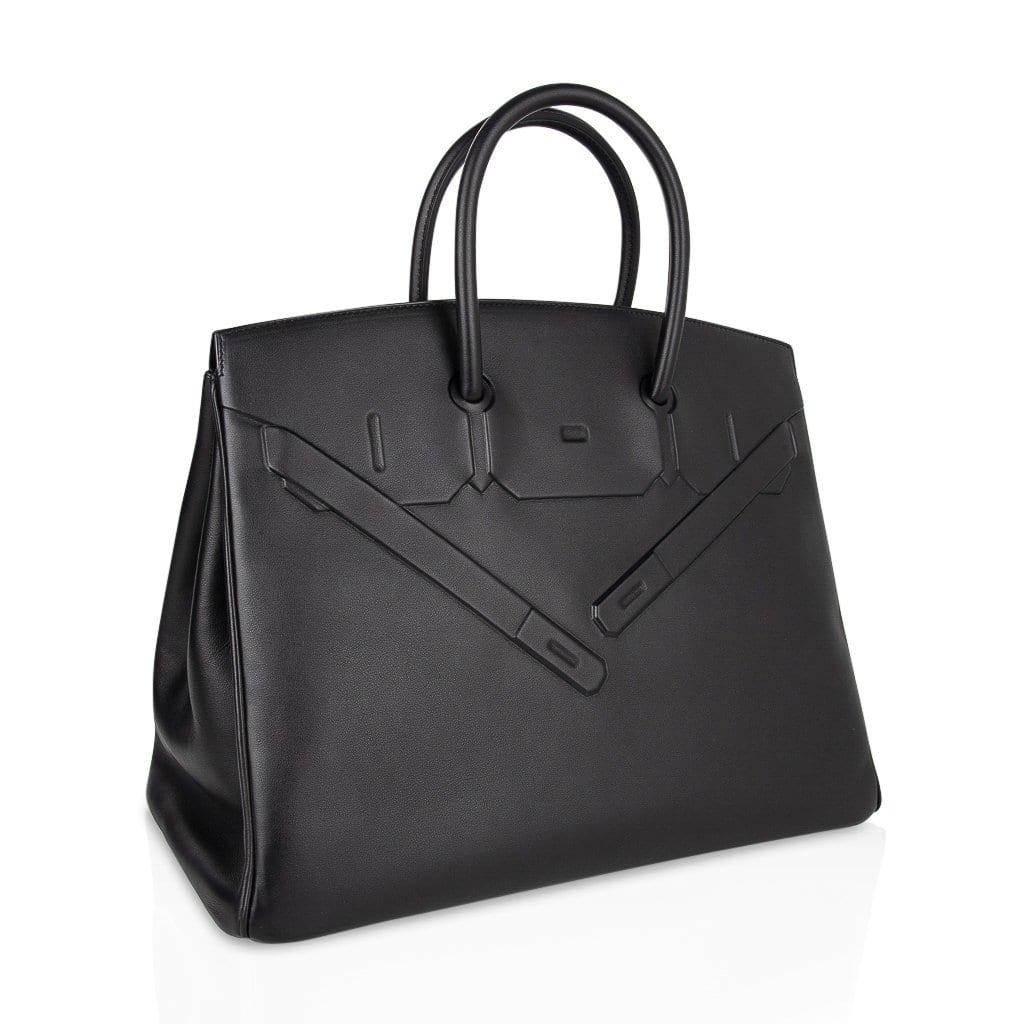 Shadow Birkin 35 Bag Limited Edition Black Swift Leather New