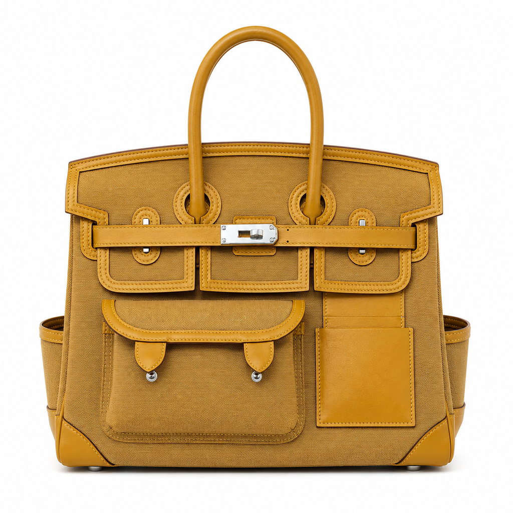 Birkin Cargo 35 Sesame Swift Leather and Canvas Multi-Pocket Bag