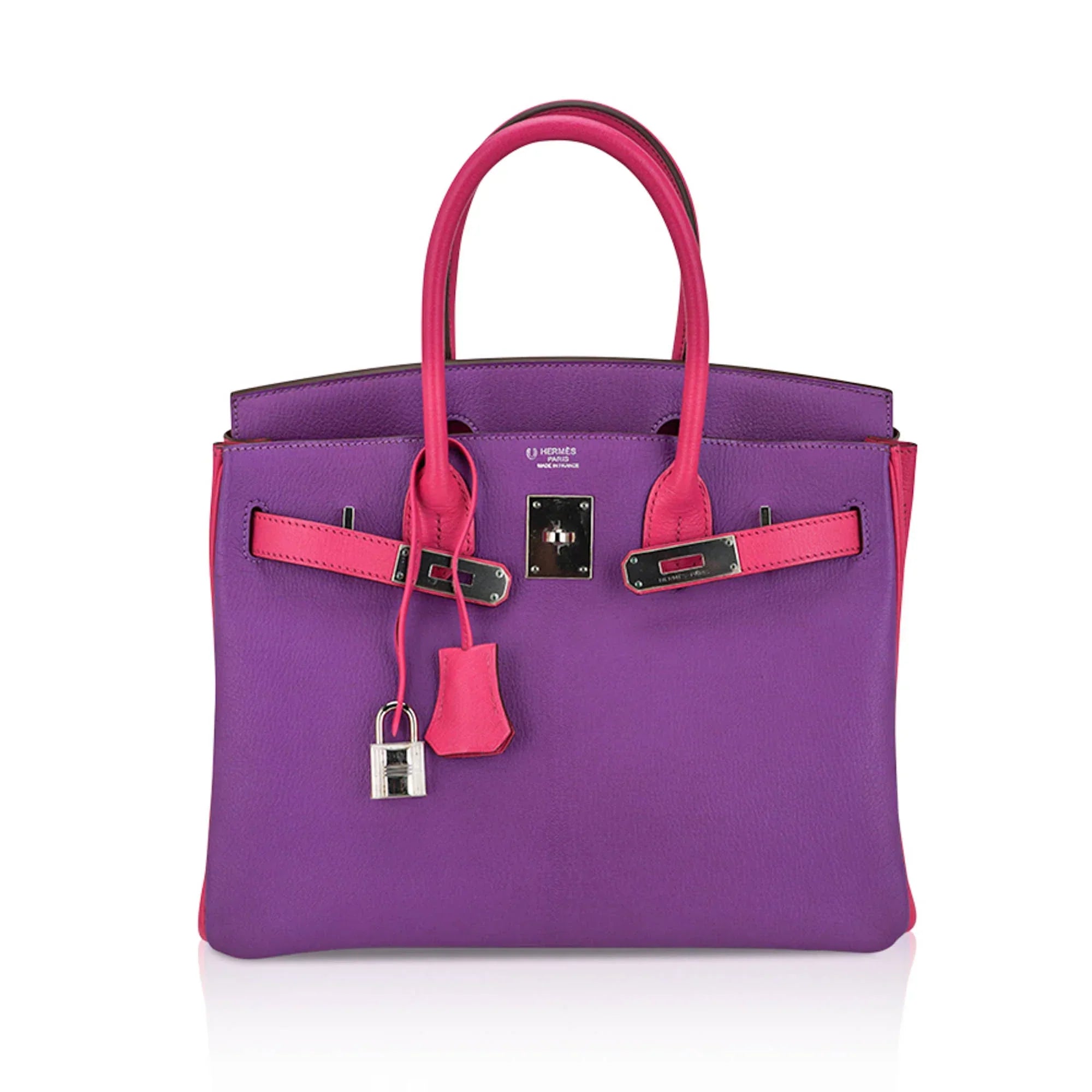 Special Order HSS Birkin 30 Bag Parme and Rose Shocking Chevre Leather with Palladium Hardware