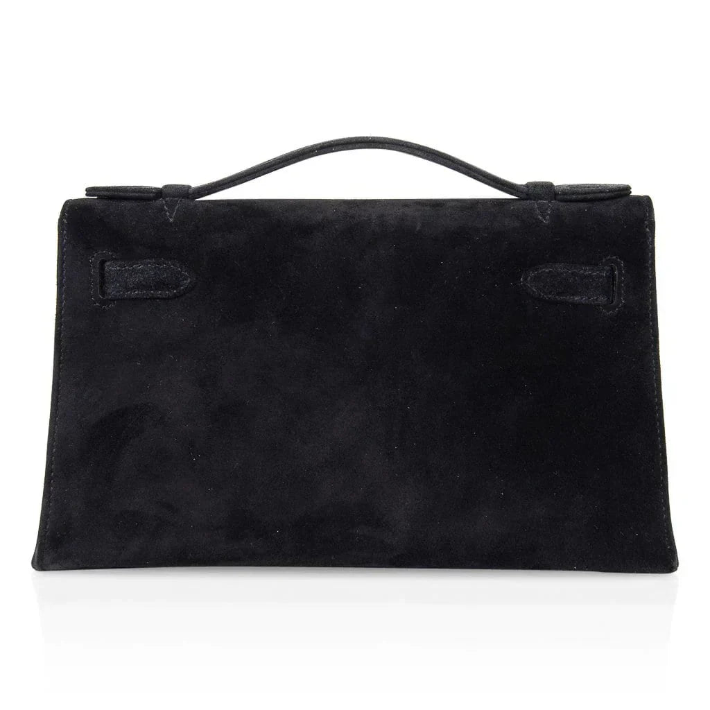 Kelly Pochette Black Doblis Suede Palladium