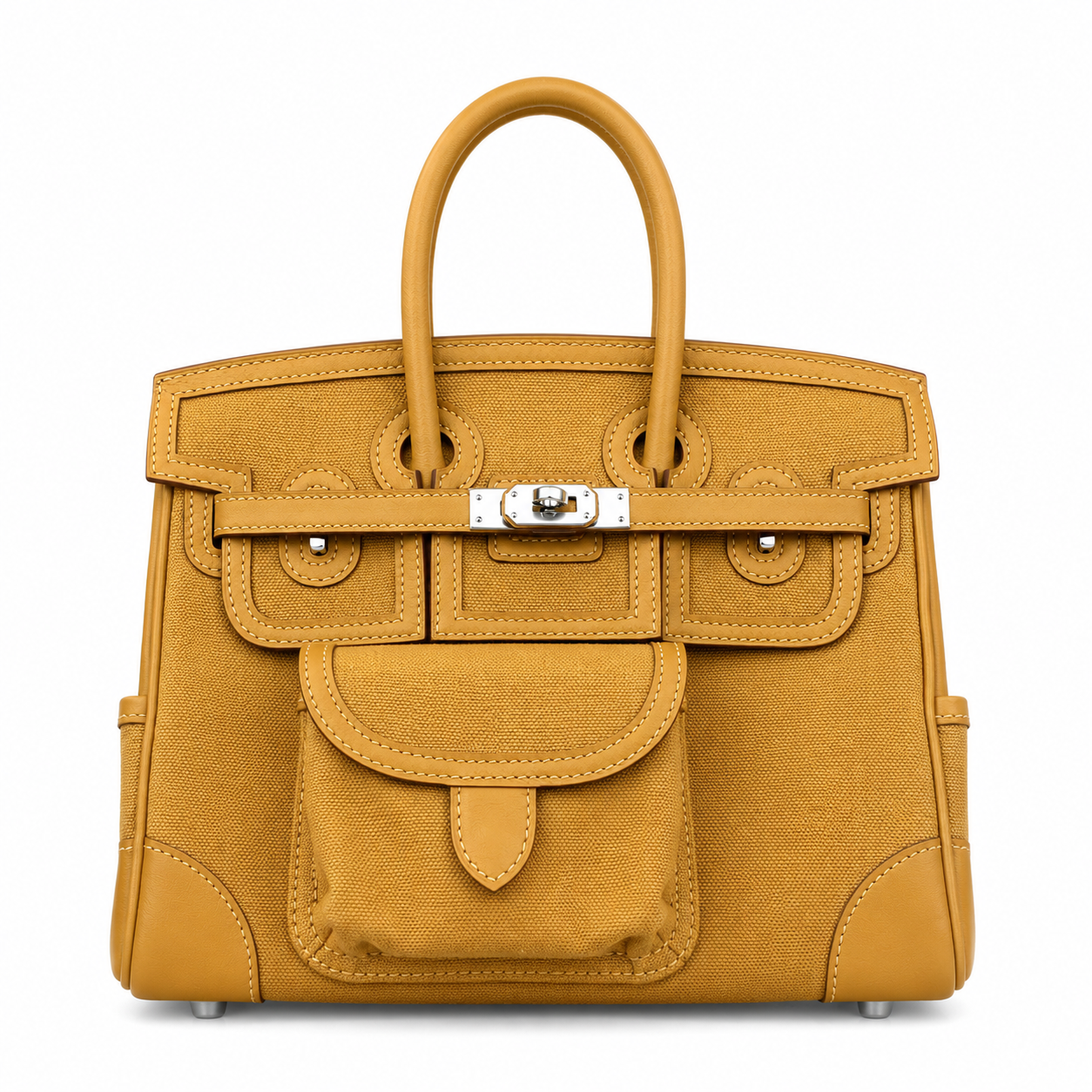 Birkin Cargo 25 in Sesame Toile Goéland and Swift Leather (Palladium Hardware)