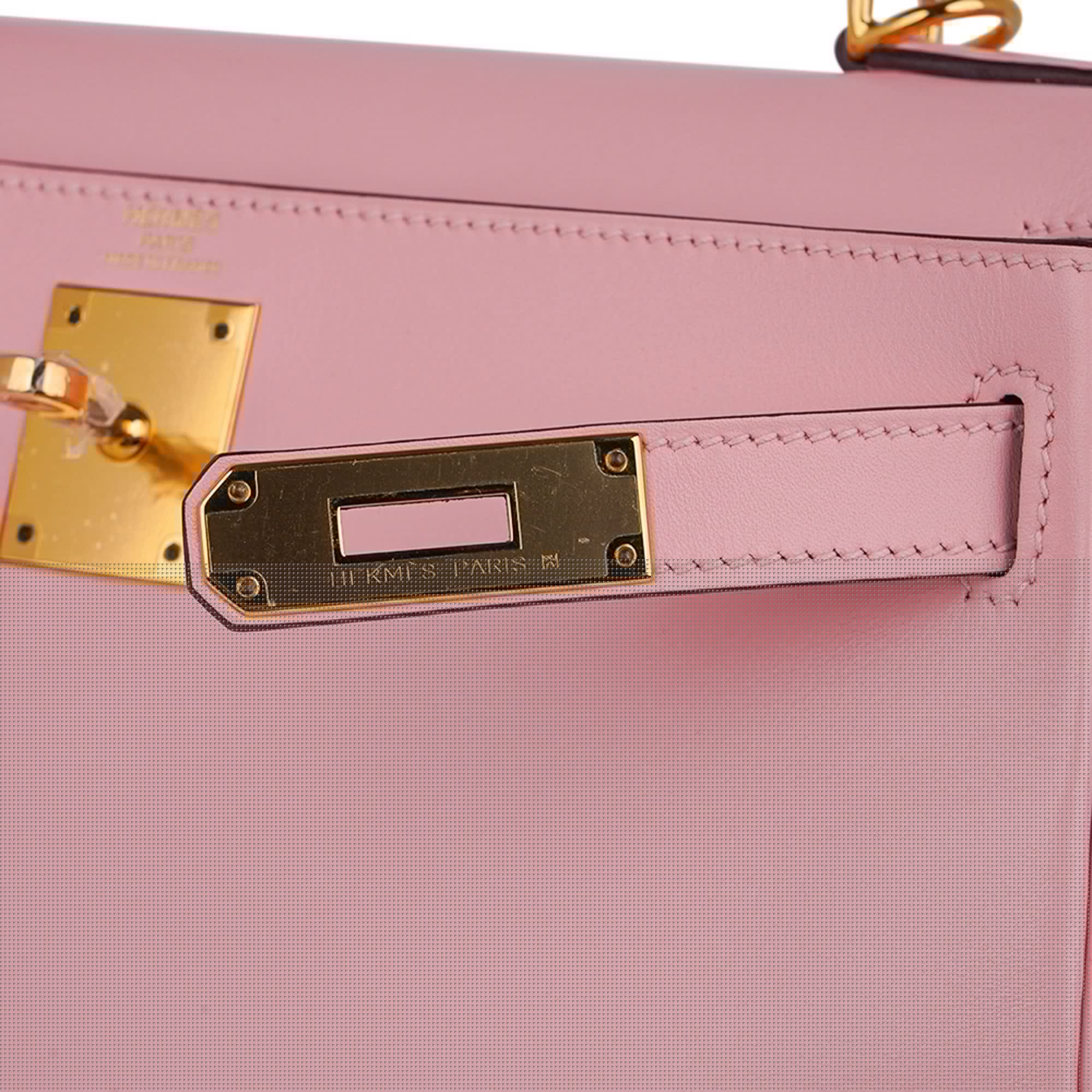 Kelly 28 Bag Rose Sakura Gold Hardware Swift Leather