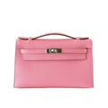 Kelly Pochette Clutch Bag Rose Confetti Pink Epsom Palladium