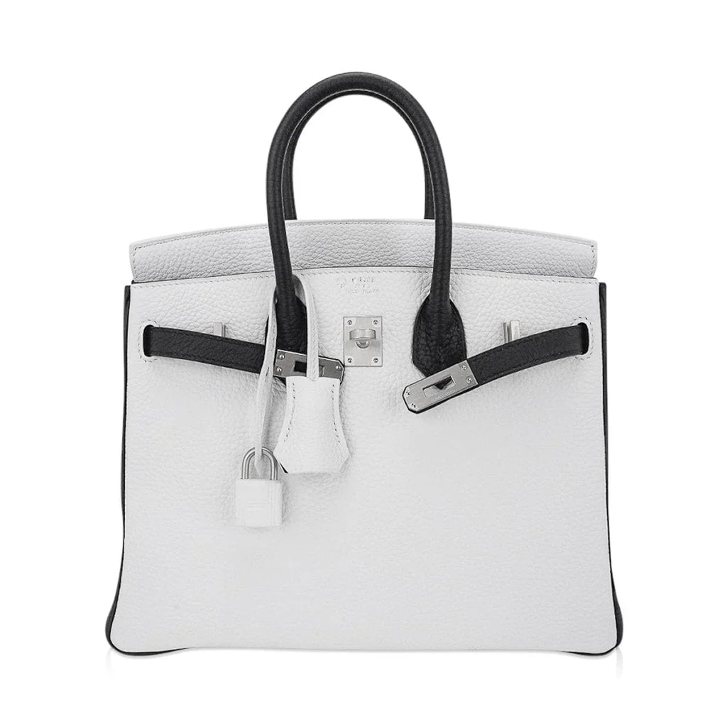 Birkin HSS 25 Bag White w/ Black Brushed Palladium Hardware