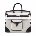 Birkin Cargo 25 Black Leather and Ecru Canvas Multi-Pocket Mini Bag