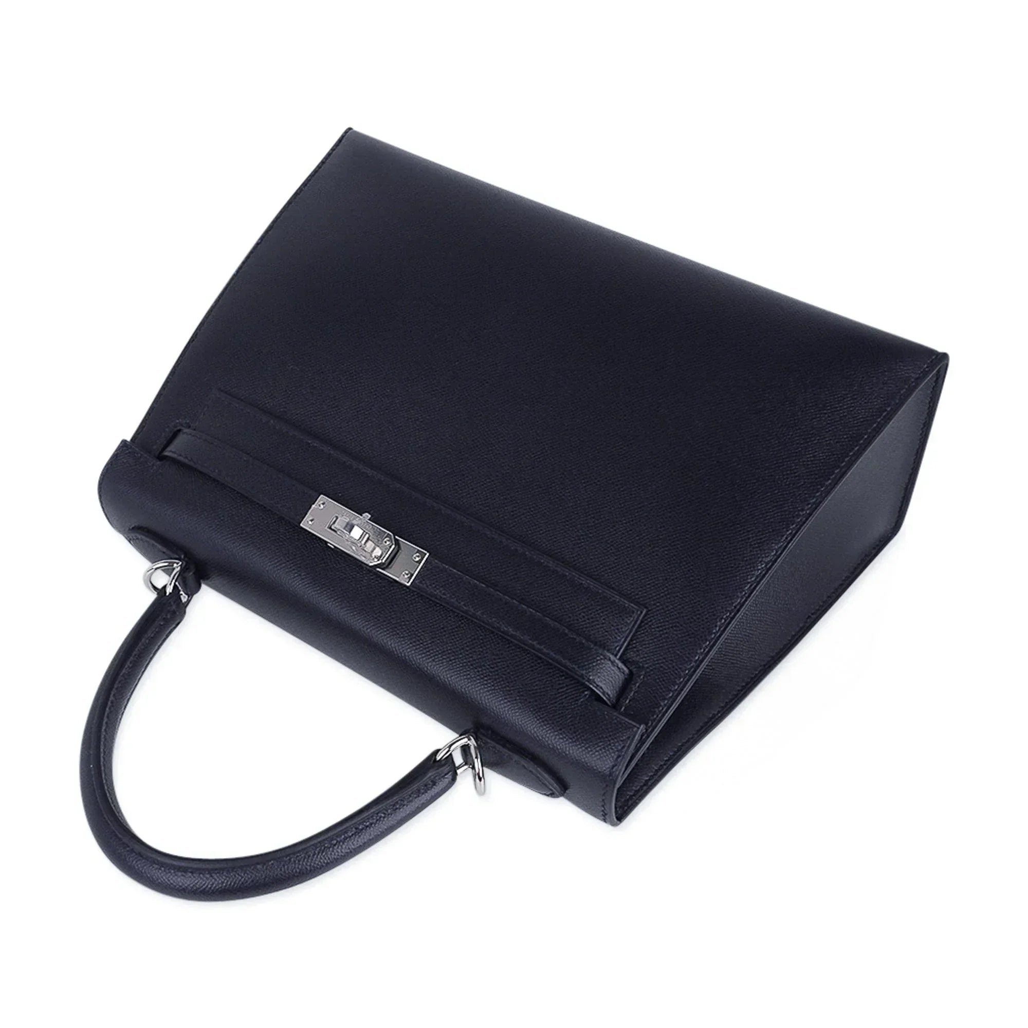Verso Kelly Sellier 25 Bag Bleu de Minuit & Etrusque Veau Madame Leather with Palladium Hardware