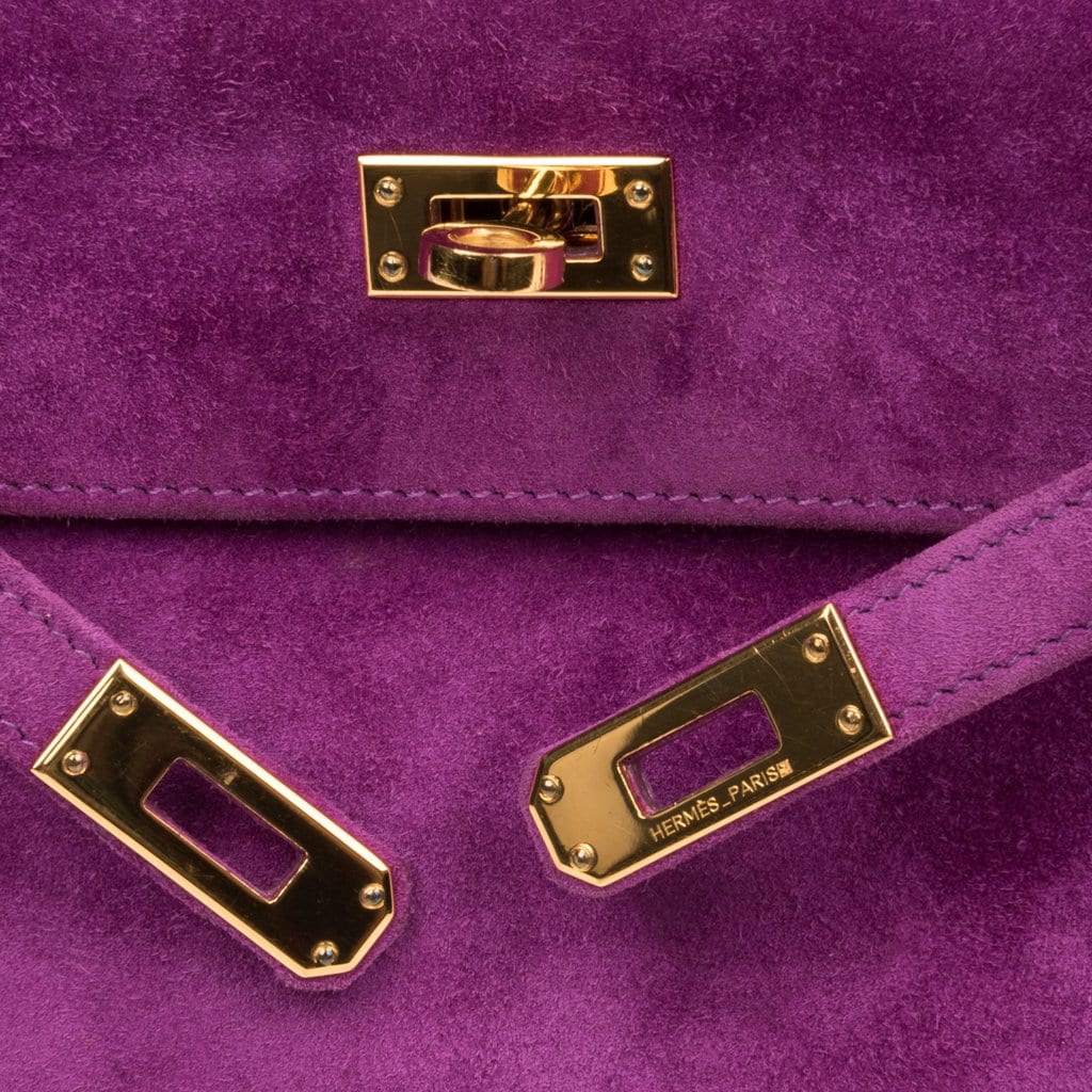 Kelly Pochette Doblis (Suede) Violet Purple Clutch Bag Gold