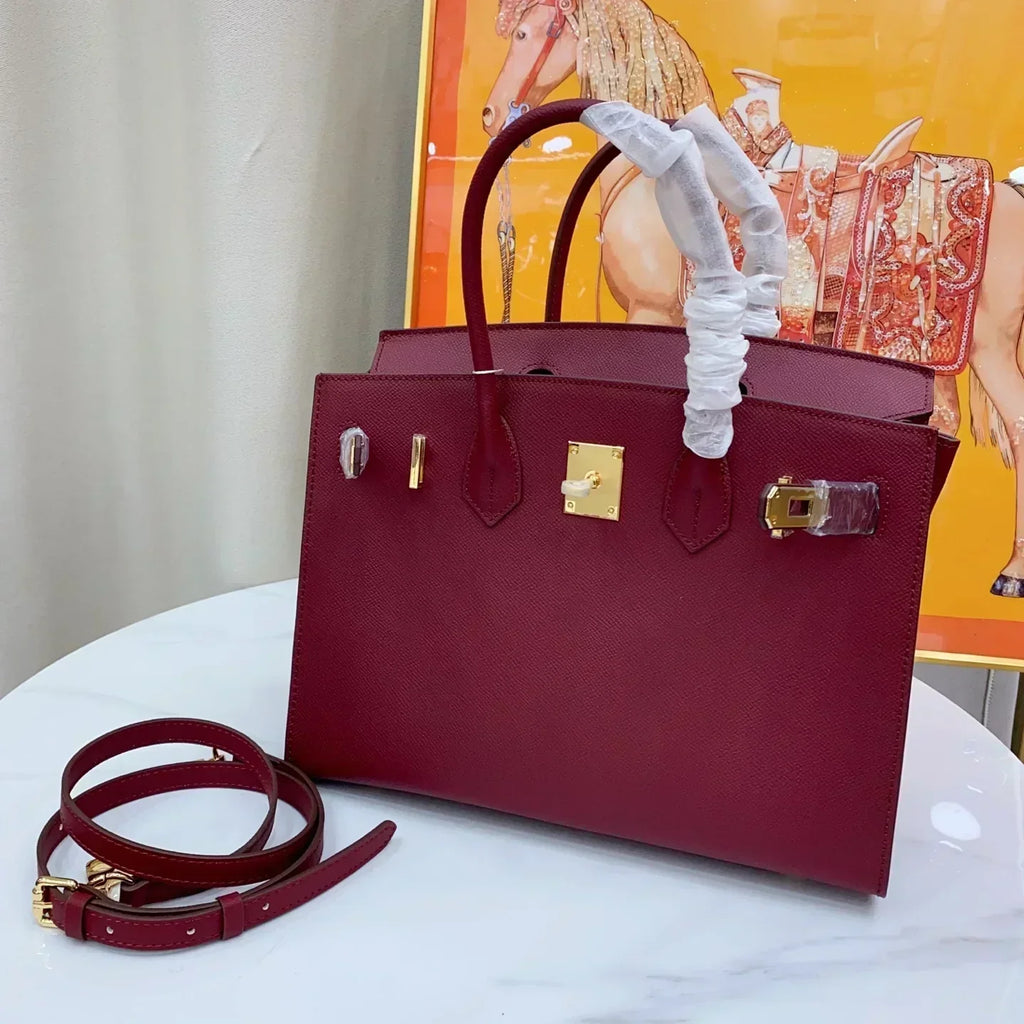 Birkin 25cm Rouge H Bordeaux Red Gold Hardware Bag Y Stamp