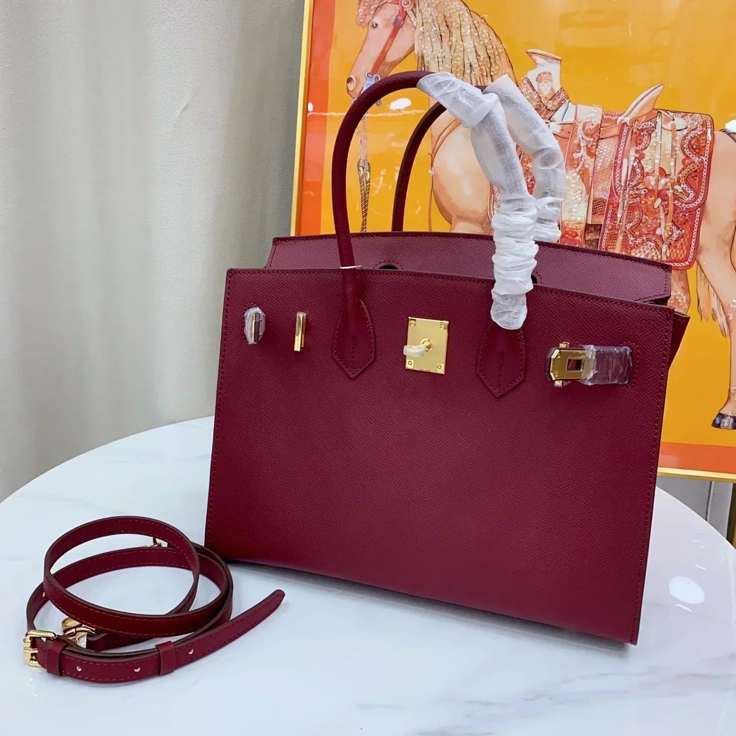 Birkin 25cm Rouge H Bordeaux Red Gold Hardware Bag Y Stamp