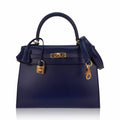 Kelly Sellier 25 Bag Blue Sapphire Box Leather with Gold Hardware