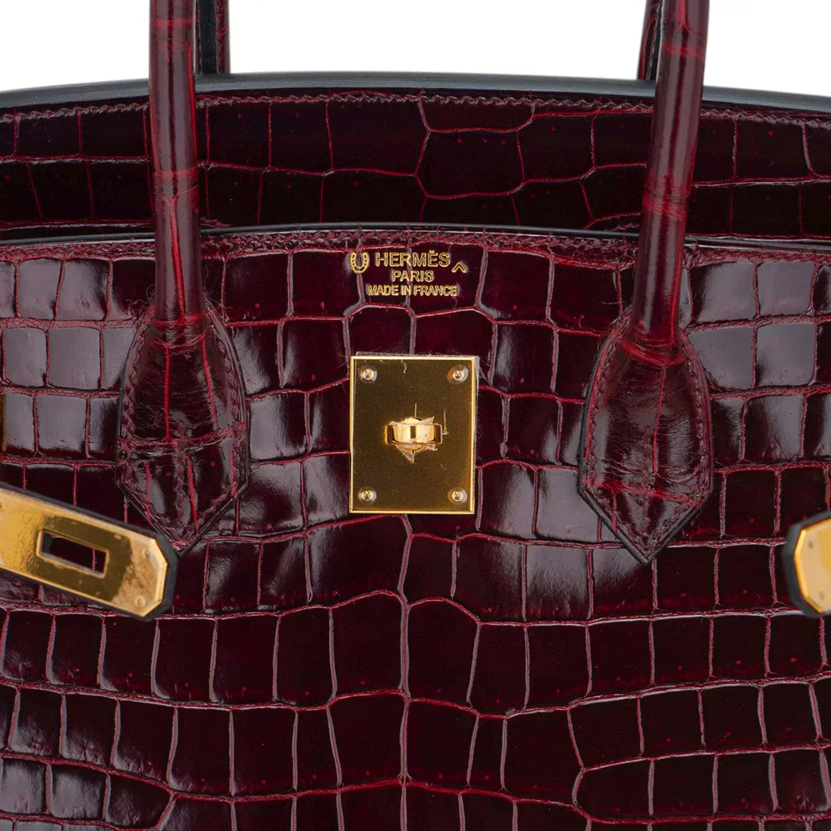 Birkin 35 Bag Bordeaux Porosus Crocodile with Gold Hardware