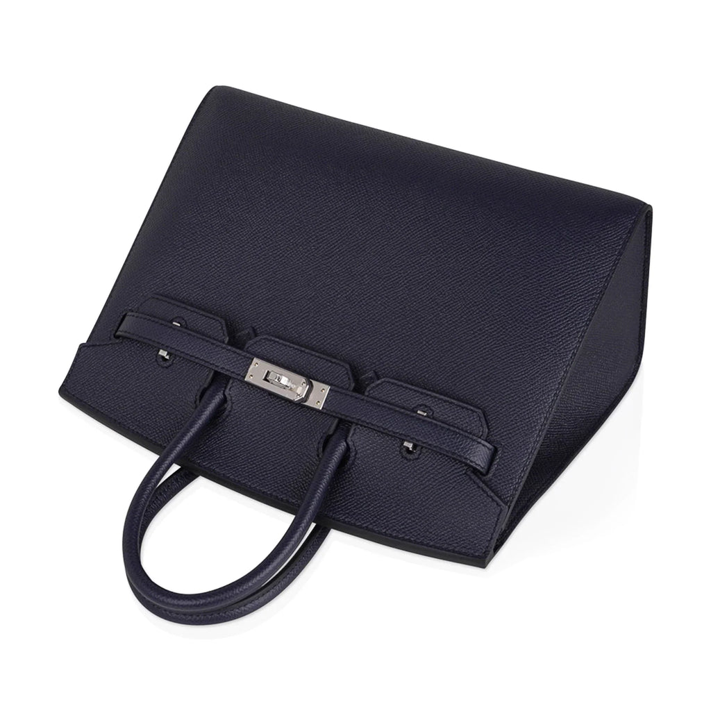 Birkin Sellier 25 Bag Blue Indigo Epsom Leather with Palladium Hardware