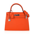 Kelly 28 Sellier Bag Feu Epsom Leather Palladium Hardware
