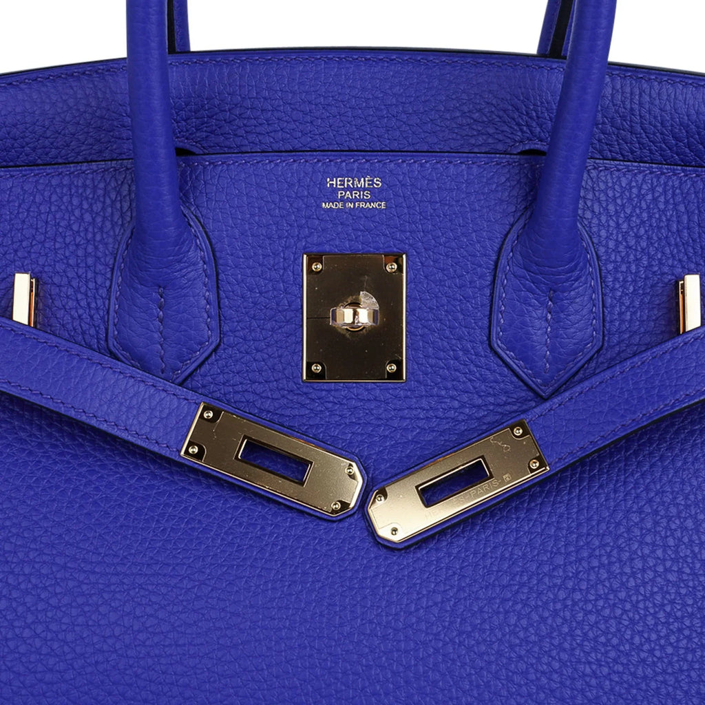 Birkin 30 Bag Blue Electric Clemence Gold Hardware