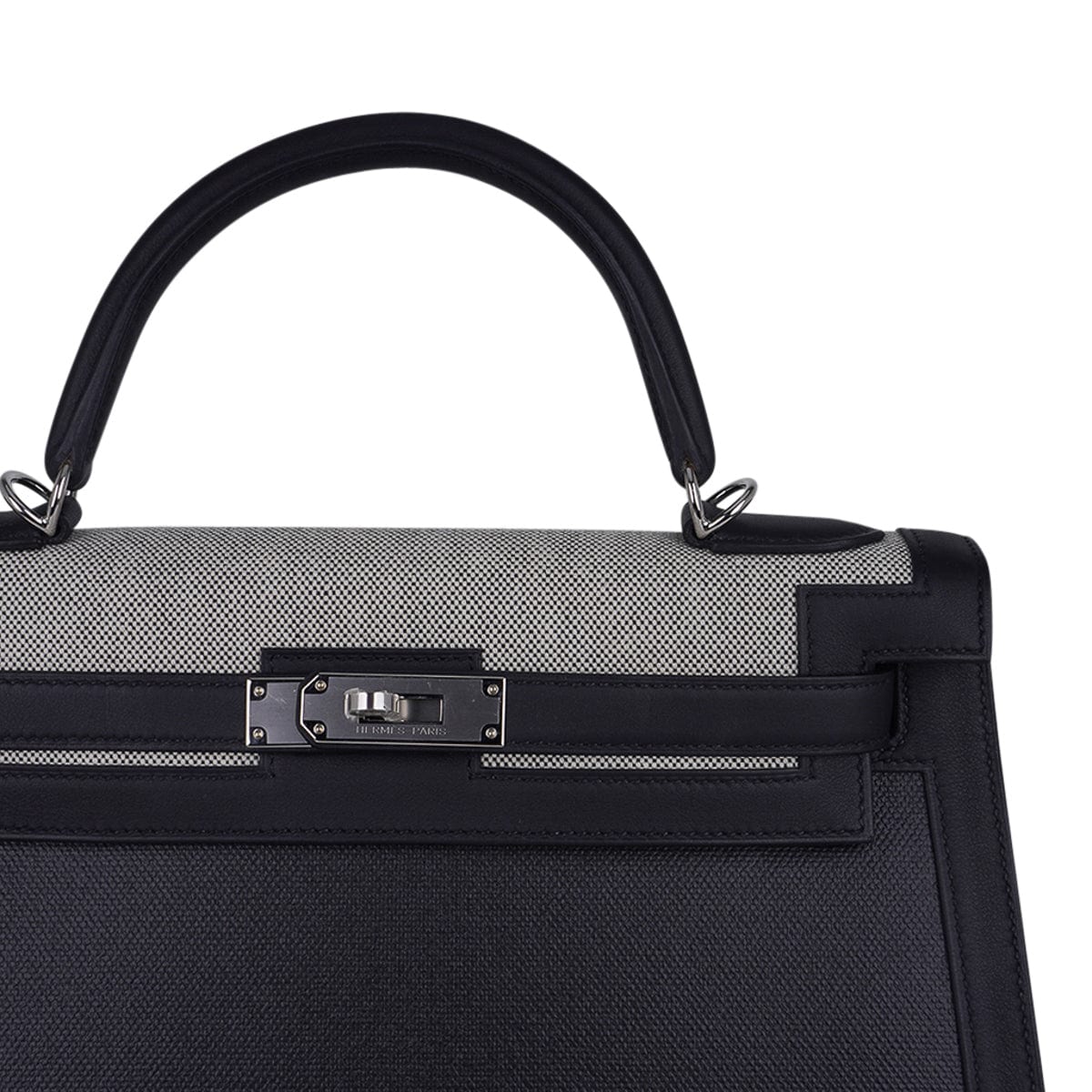 Kelly 32 Sellier Bag Toile H Berline & Plume Swift Leather with Palladium Hardware