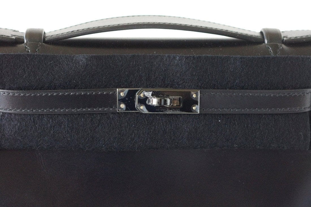 Kelly Pochette Clutch Bag Limited Edition So Black Box Leather Very Rare
