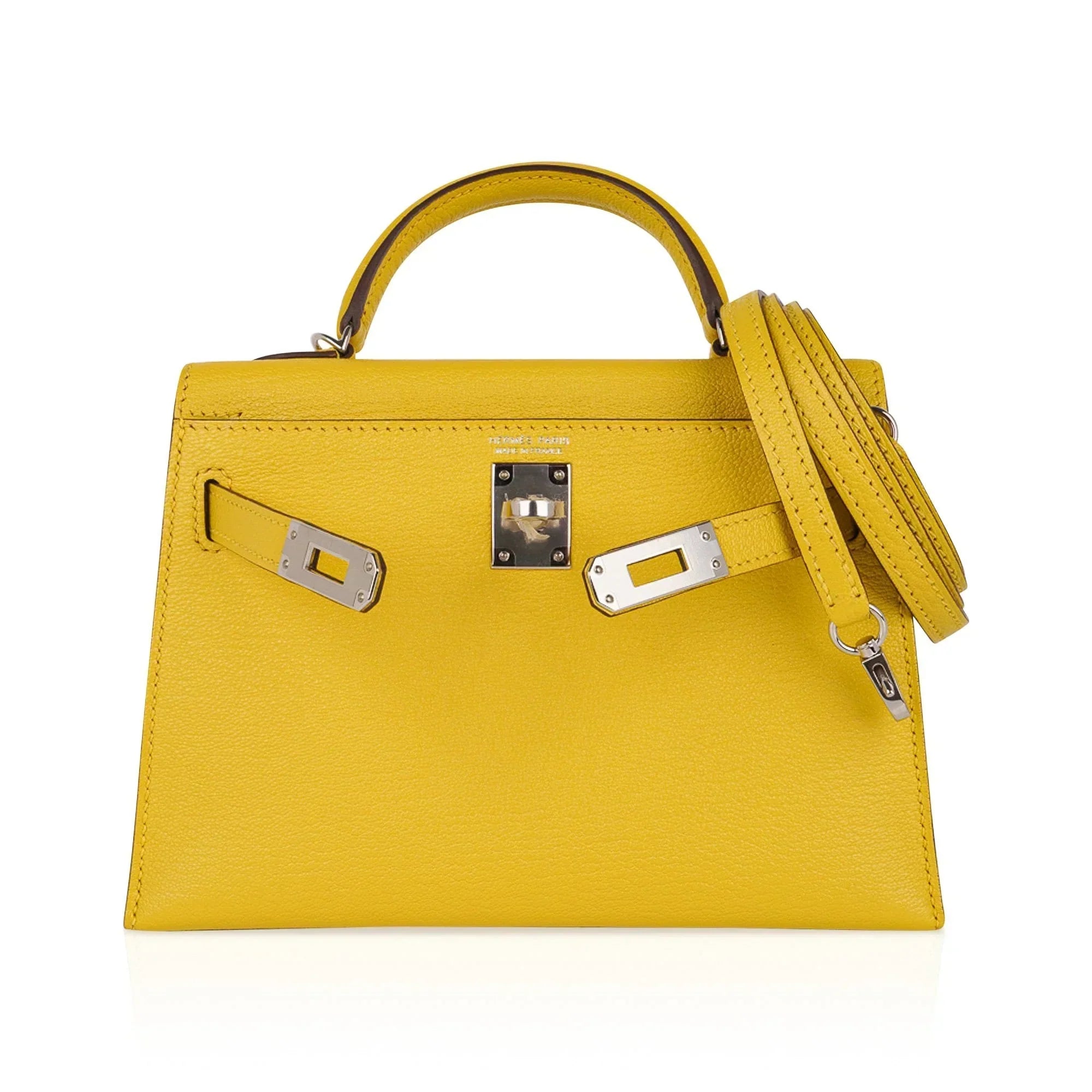 Verso Mini Kelly 20 Bag Sellier Jaune de Naples & Gold Chevre Leather with Palladium Hardware