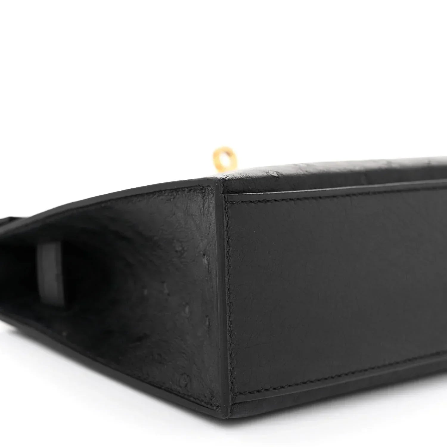 Kelly Pochette Black Ostrich Clutch Gold Hardware
