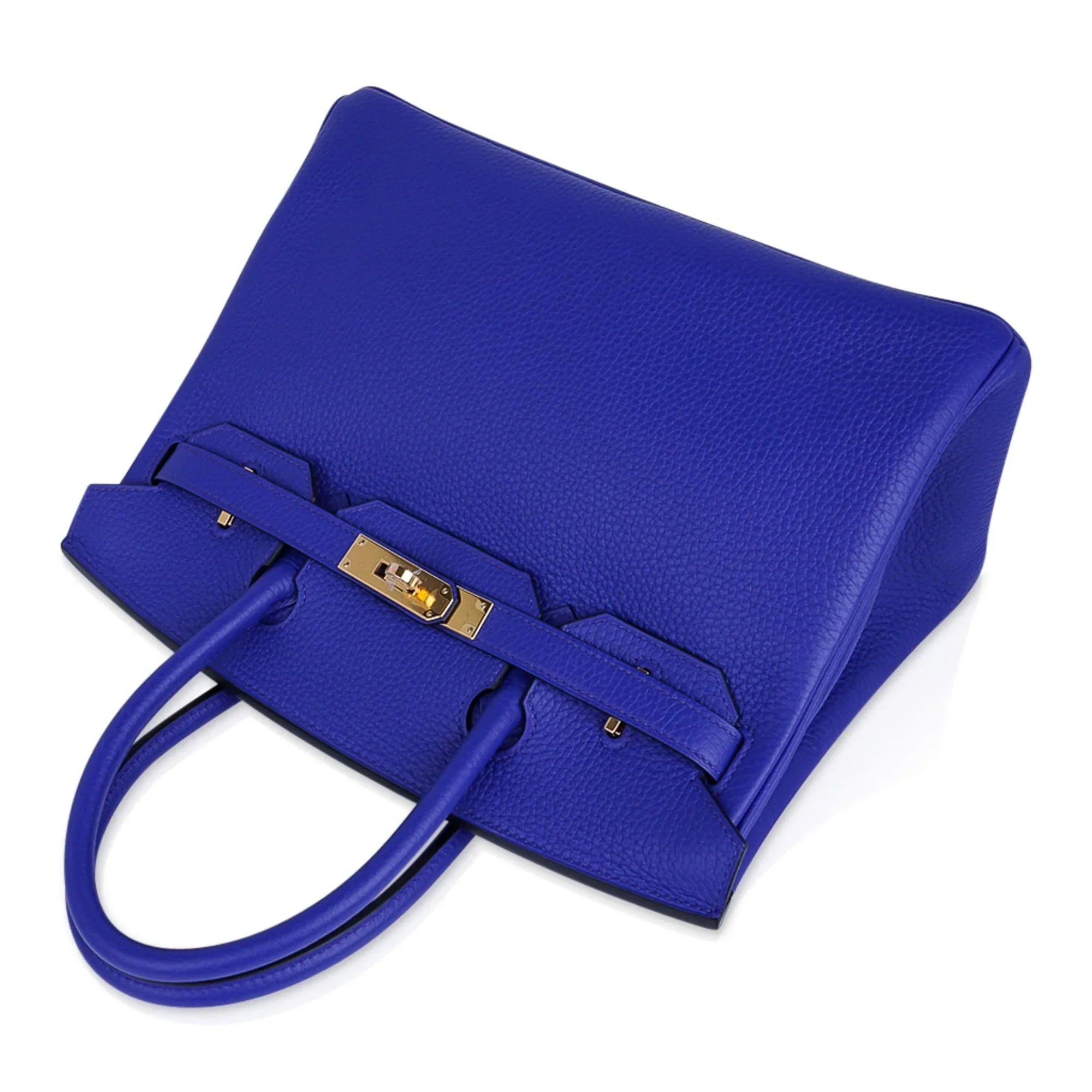 Birkin 30 Bag Blue Electric Clemence Gold Hardware