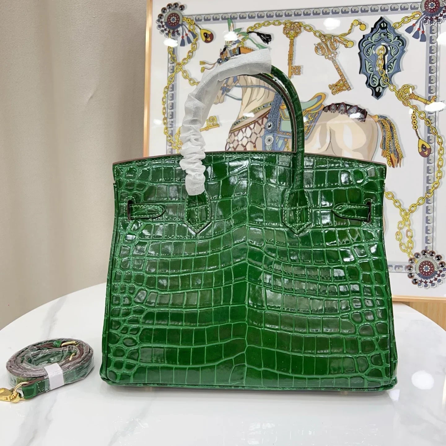 Birkin Emerald Shiny Niloticus Crocodile Gold Hardware