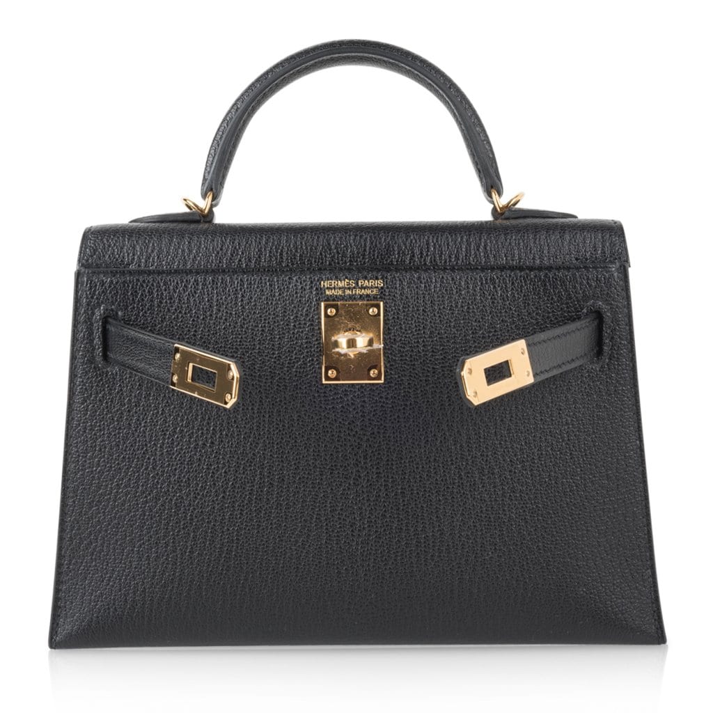 Kelly 20 Mini Kelly II Sellier Bag Black Chevre Gold Hardware Limited Edition