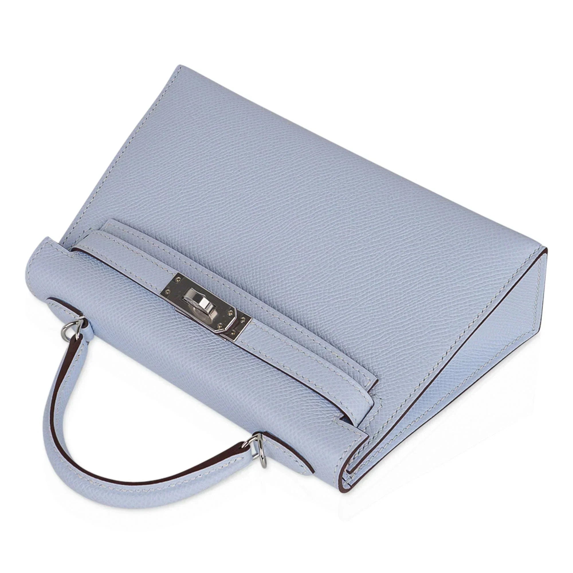Kelly 20 Mini Sellier Bag Blue Brume Epsom Leather Gold Hardware