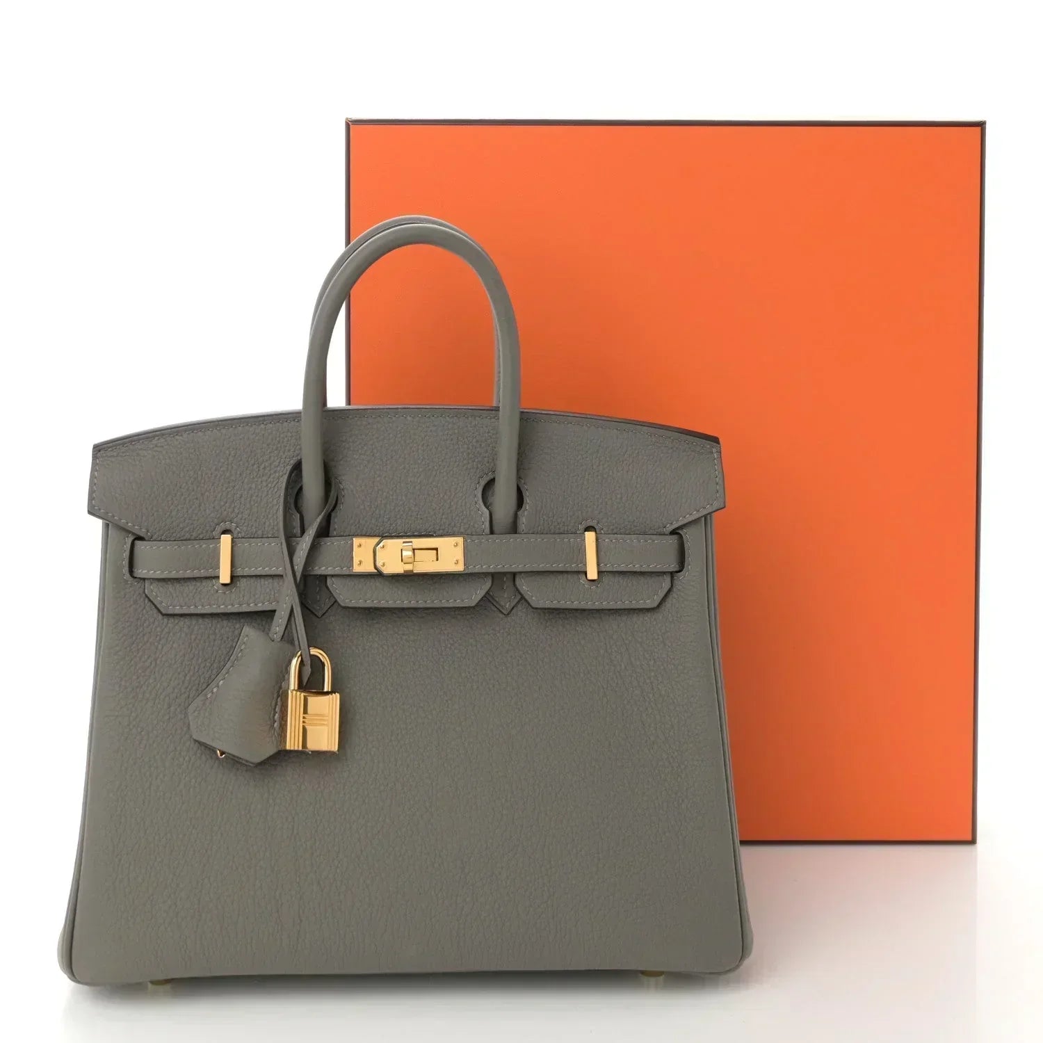Birkin 25 Gris Meyer crafted from incredibly soft Togo calfskin leather