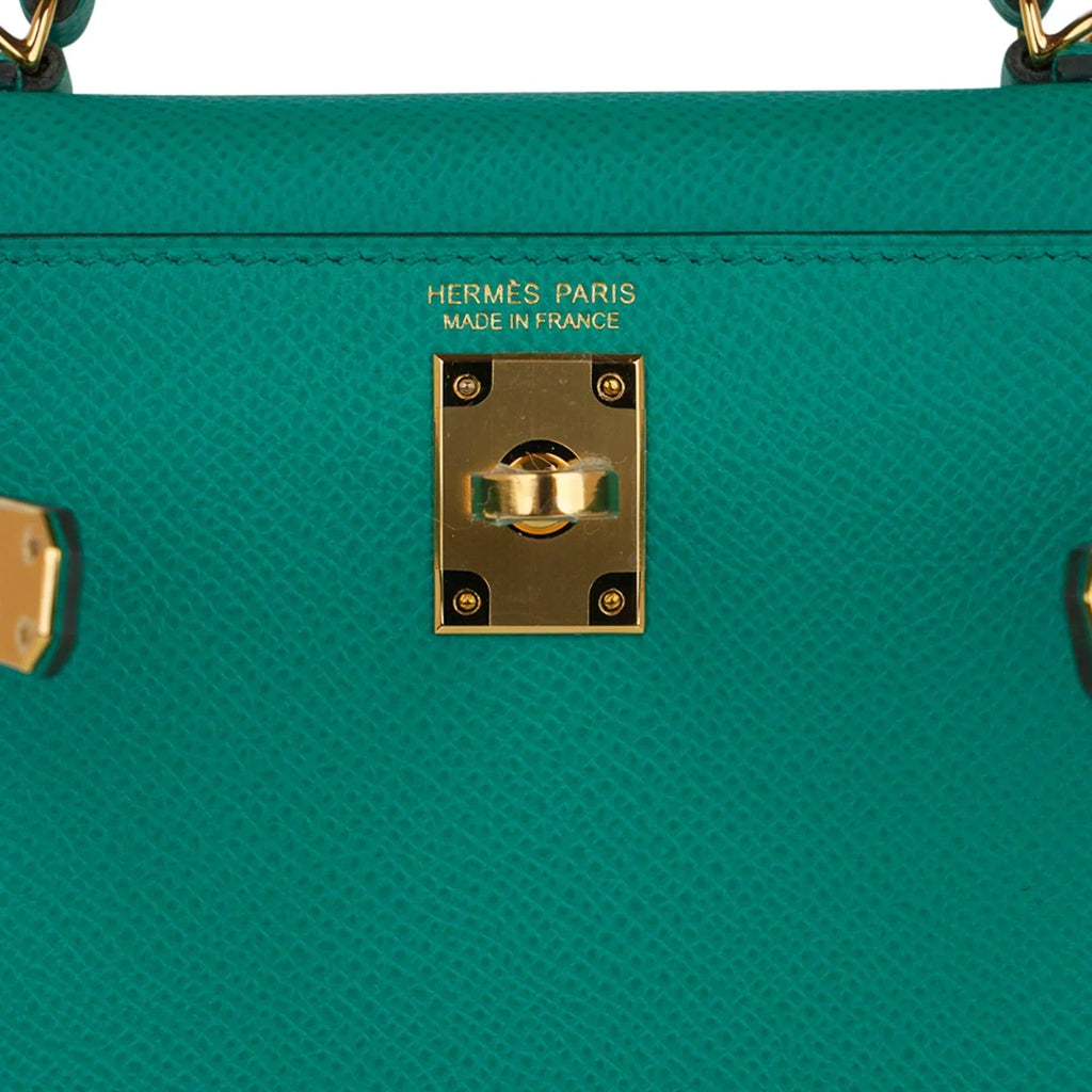 Kelly 20 Mini Sellier Bag Jade Epsom Leather Gold Hardware New w/Box
